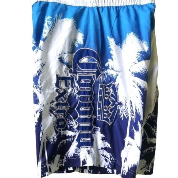 Corona Extra Mens Swim Trunks Palm Tree Print Blue & White Size Large - Picture 6 of 10